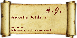 Andorka Jolán névjegykártya