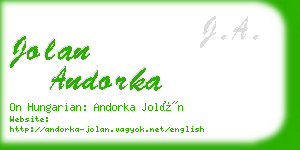 jolan andorka business card